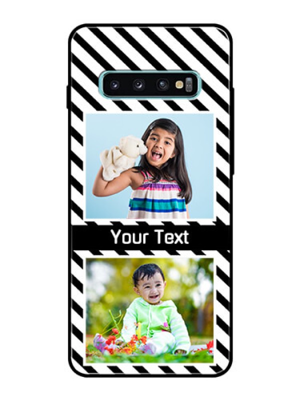Custom Samsung Galaxy S10 Plus Photo Printing on Glass Case  - Black And White Stripes Design