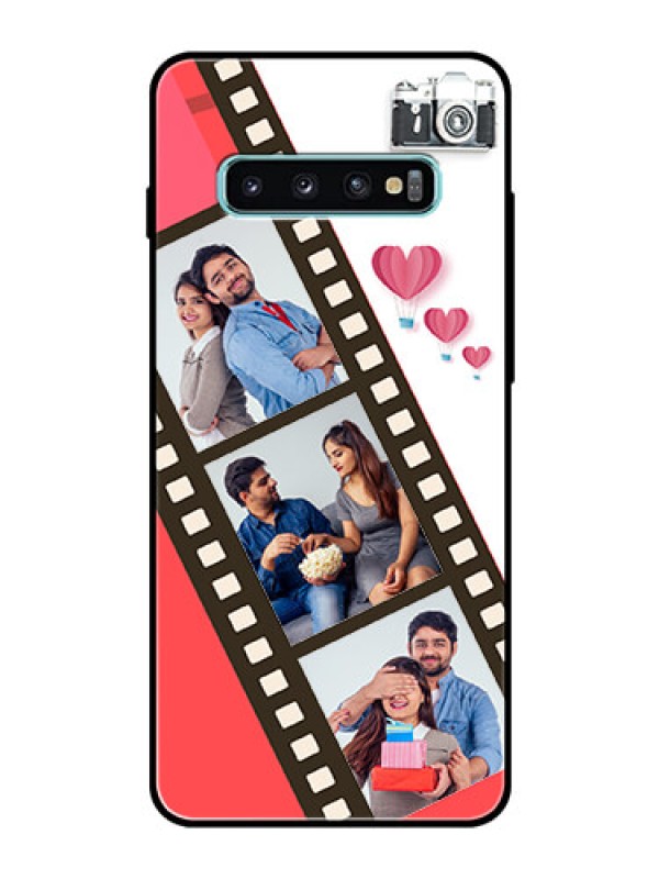 Custom Samsung Galaxy S10 Plus Personalized Glass Phone Case  - 3 Image Holder with Film Reel