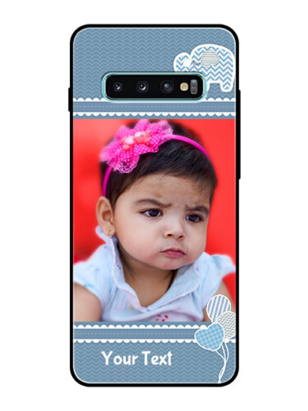 Custom Samsung Galaxy S10 Plus Photo Printing on Glass Case  - with Kids Pattern Design