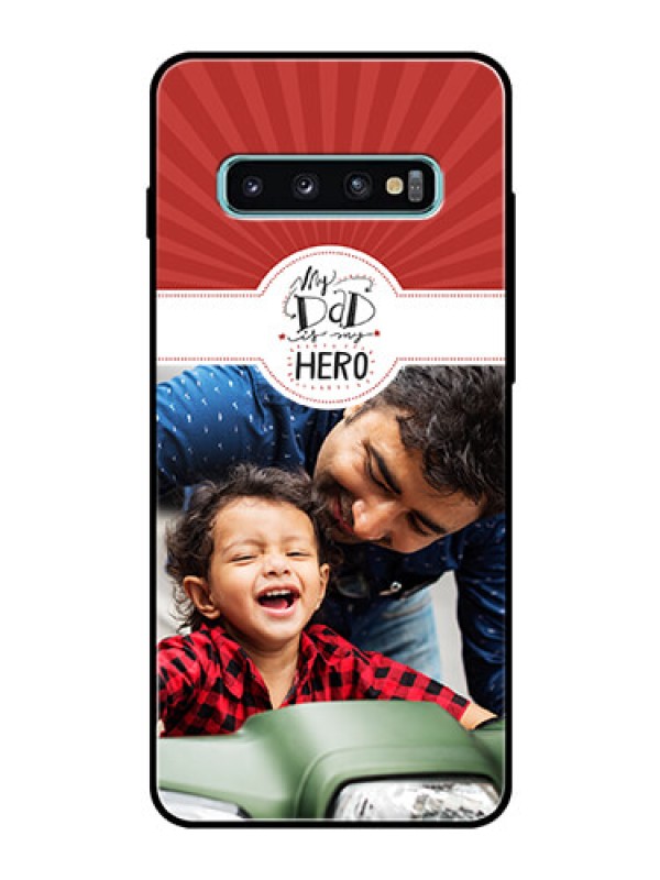 Custom Samsung Galaxy S10 Plus Photo Printing on Glass Case  - My Dad Hero Design