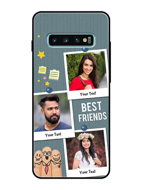 Custom Samsung Galaxy S10 Plus Personalized Glass Phone Case  - Sticky Frames and Friendship Design