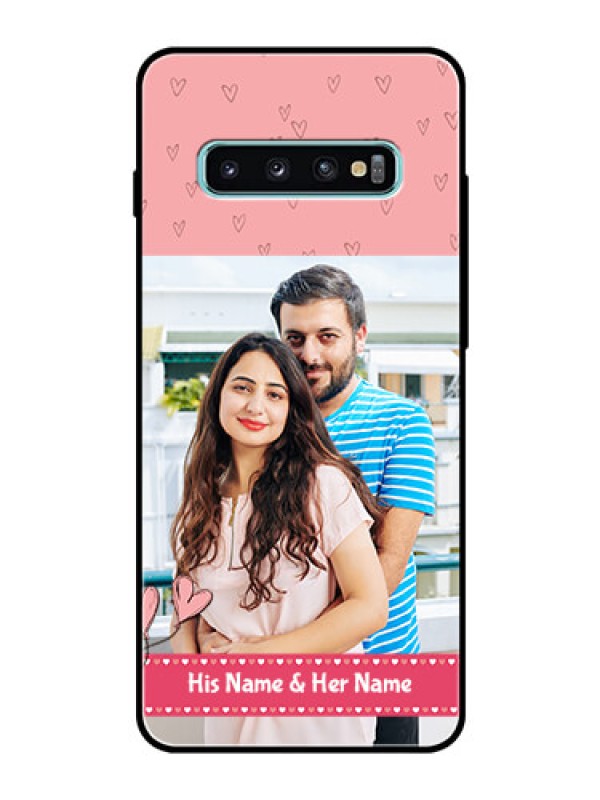 Custom Samsung Galaxy S10 Plus Personalized Glass Phone Case  - Love Design Peach Color