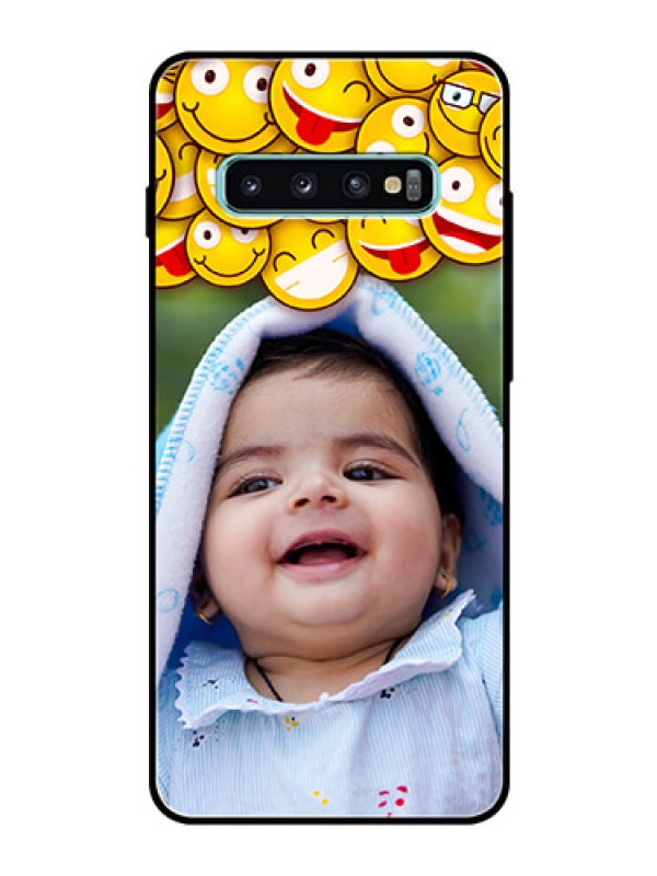 Custom Samsung Galaxy S10 Plus Custom Glass Mobile Case  - with Smiley Emoji Design