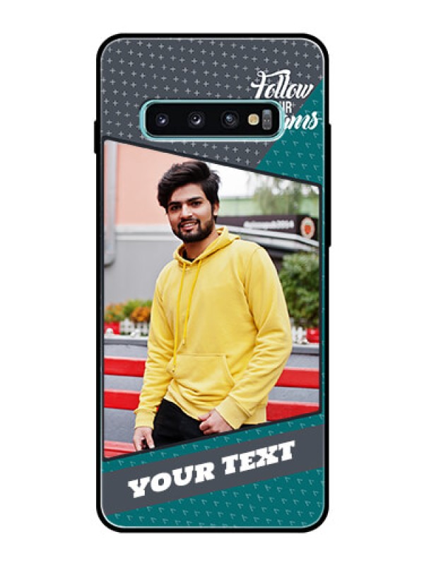 Custom Samsung Galaxy S10 Plus Personalized Glass Phone Case  - Background Pattern Design with Quote