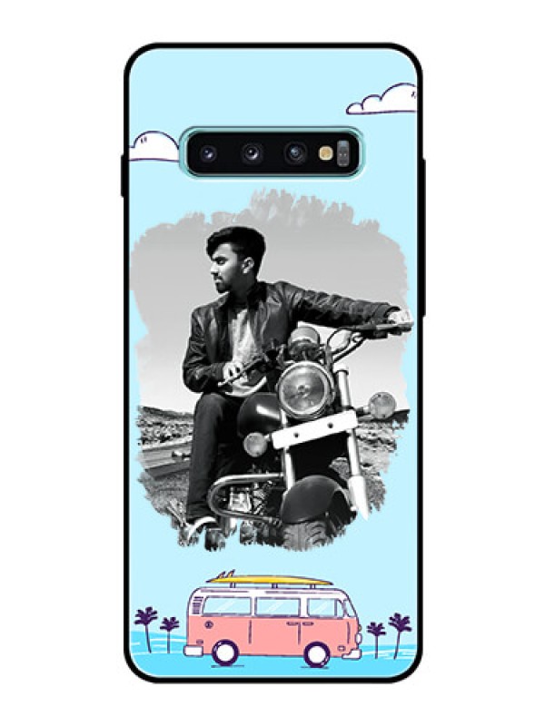 Custom Samsung Galaxy S10 Plus Photo Printing on Glass Case  - Travel & Adventure Design