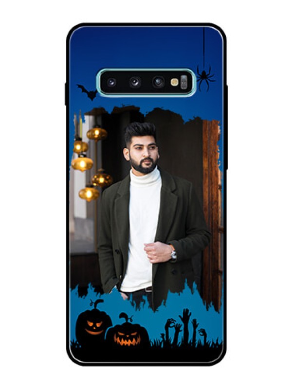 Custom Samsung Galaxy S10 Plus Photo Printing on Glass Case  - with pro Halloween design 