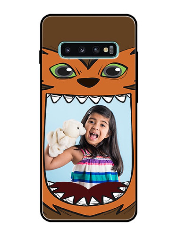 Custom Samsung Galaxy S10 Plus Photo Printing on Glass Case  - Owl Monster Back Case Design