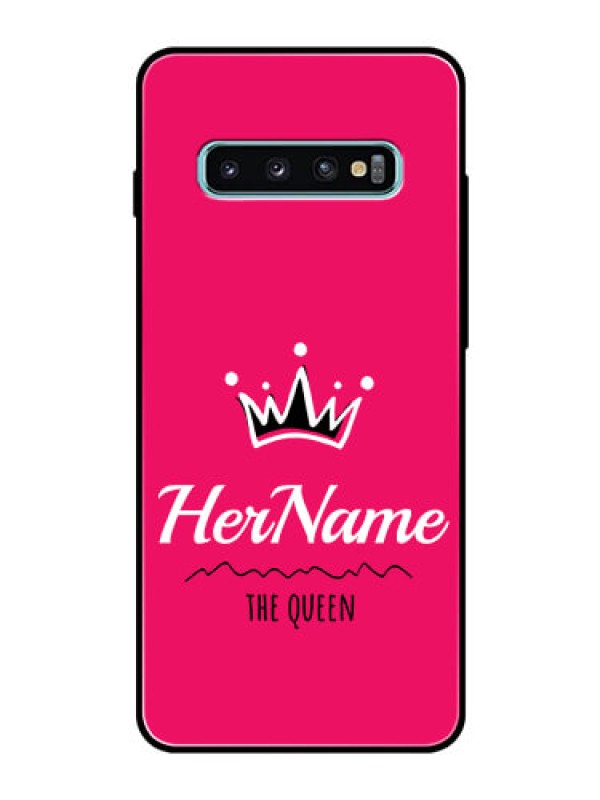 Custom Galaxy S10 Plus Glass Phone Case Queen with Name