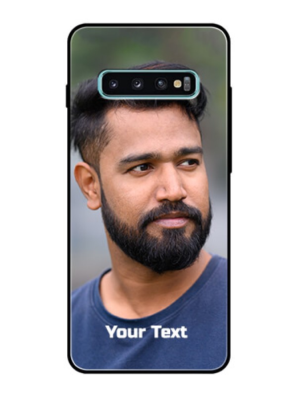 Custom Galaxy S10 Plus Glass Mobile Cover: Photo with Text