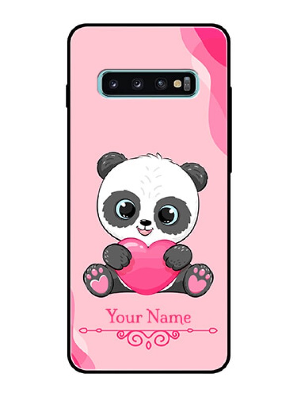 Custom Galaxy S10 Plus Custom Glass Mobile Case - Cute Panda Design