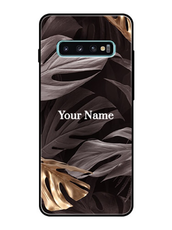 Custom Galaxy S10 Plus Personalised Glass Phone Case - Wild Leaves digital paint Design