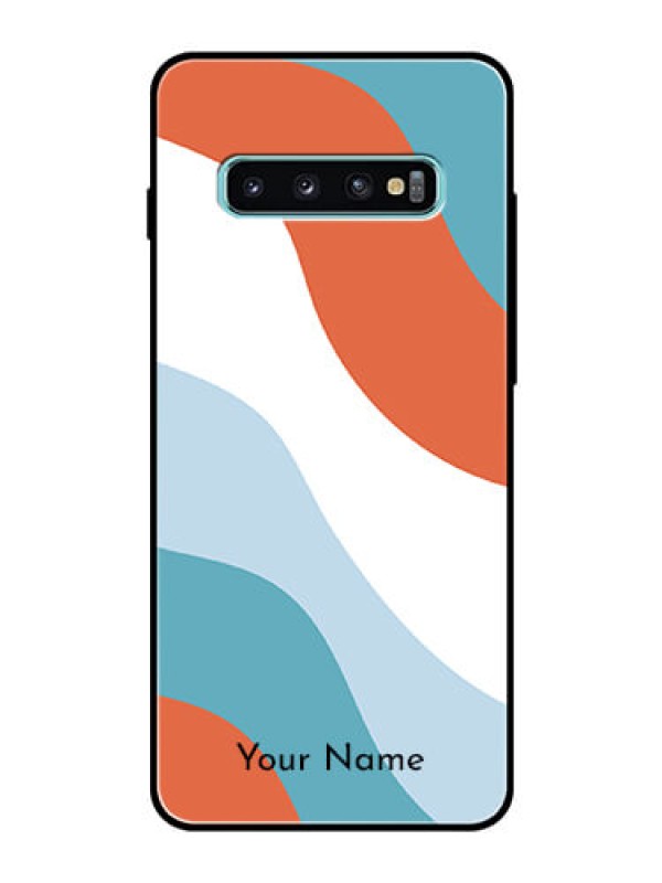 Custom Galaxy S10 Plus Custom Glass Mobile Case - coloured Waves Design
