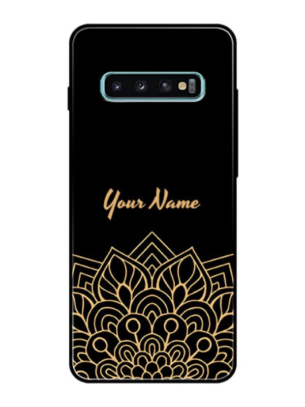 Custom Galaxy S10 Plus Custom Glass Phone Case - Golden mandala Design