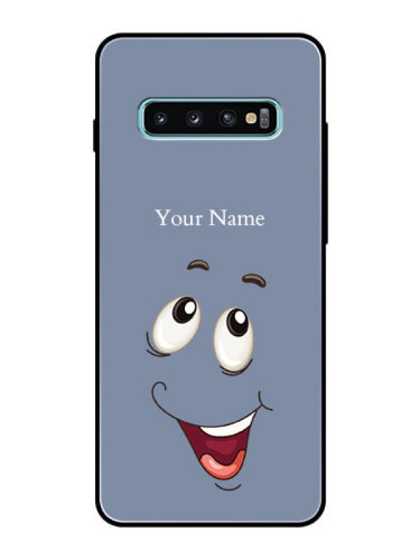 Custom Galaxy S10 Plus Photo Printing on Glass Case - Laughing Cartoon Face Design
