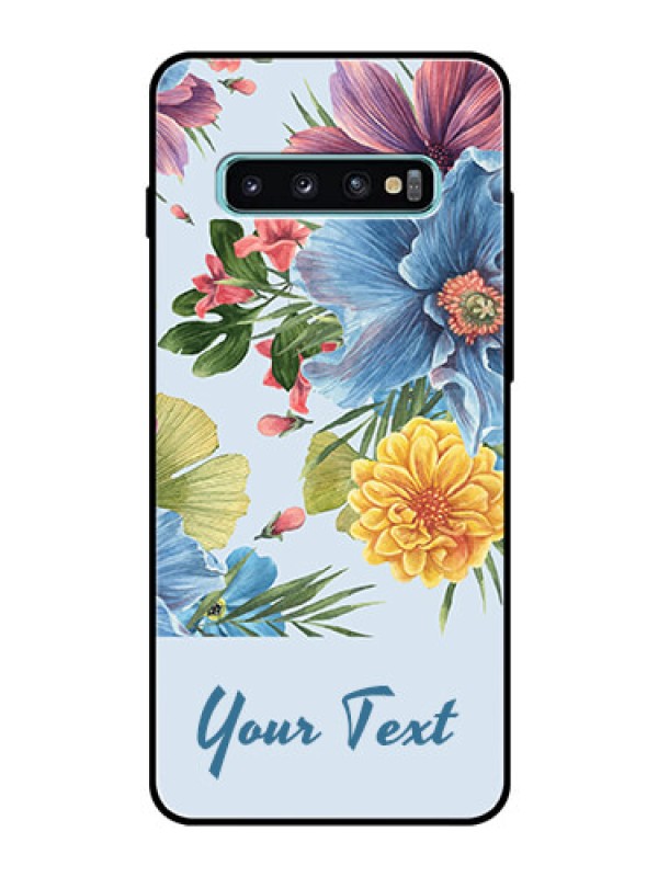 Custom Galaxy S10 Plus Custom Glass Mobile Case - Stunning Watercolored Flowers Painting Design
