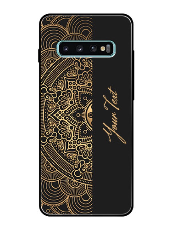 Custom Galaxy S10 Plus Photo Printing on Glass Case - Mandala art with custom text Design