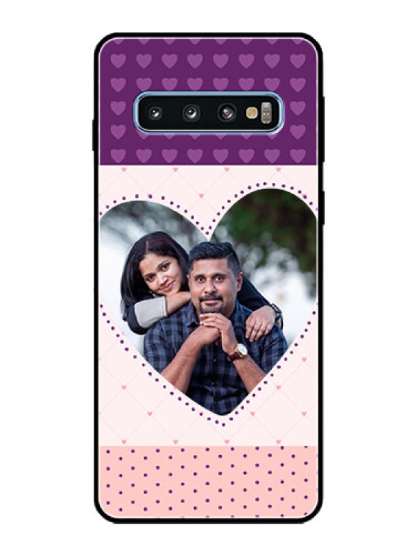 Custom Galaxy S10 Custom Glass Phone Case  - Violet Love Dots Design