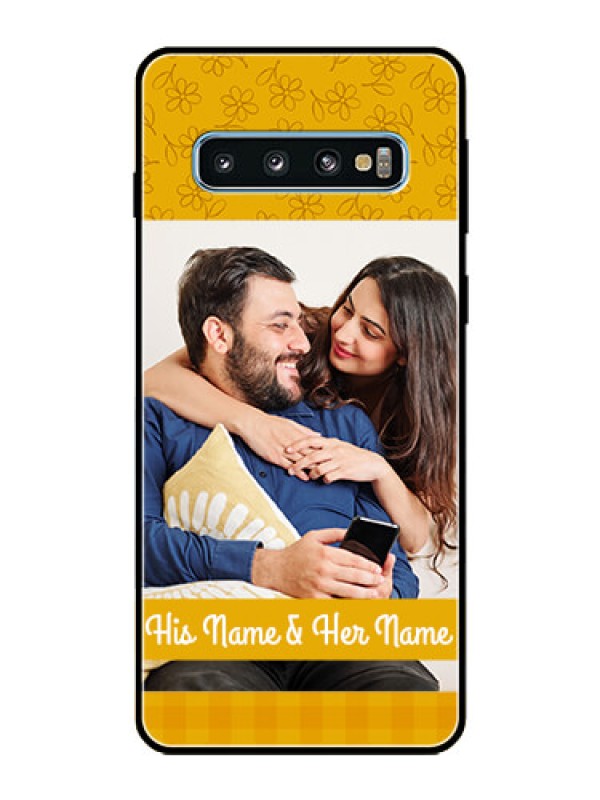 Custom Galaxy S10 Custom Glass Mobile Case  - Yellow Floral Design