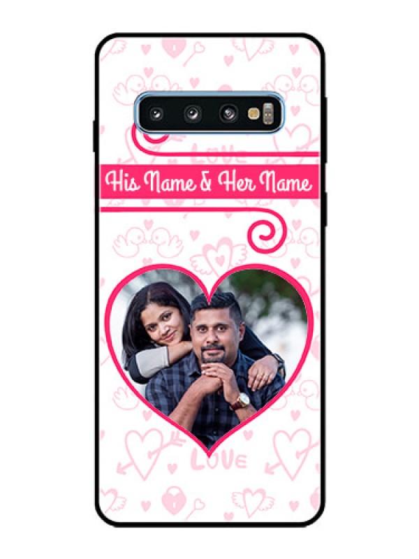 Custom Galaxy S10 Personalized Glass Phone Case  - Heart Shape Love Design