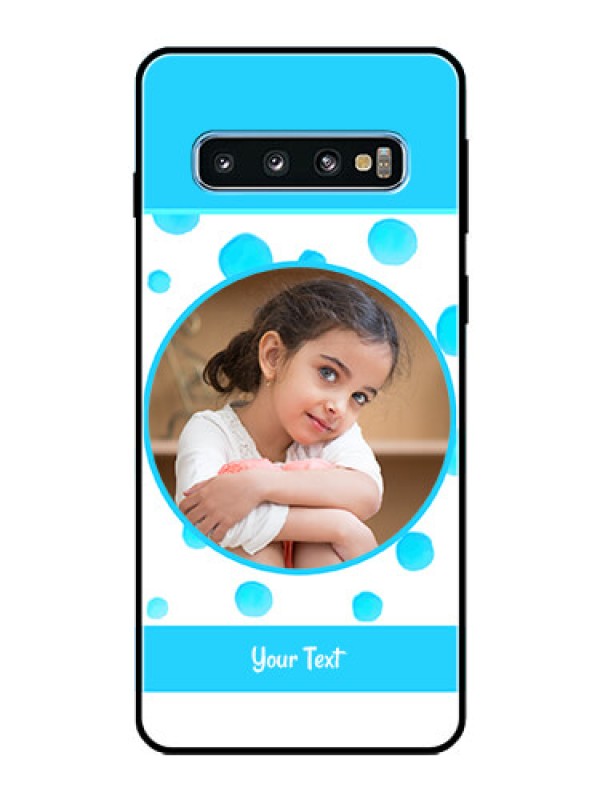 Custom Galaxy S10 Photo Printing on Glass Case  - Blue Bubbles Pattern Design