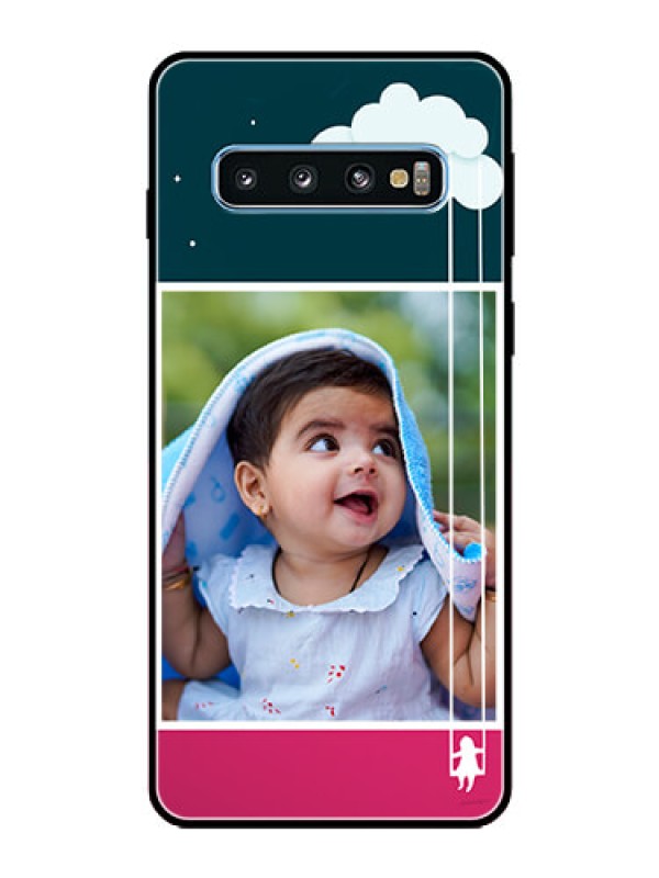 Custom Galaxy S10 Custom Glass Phone Case  - Cute Girl with Cloud Design