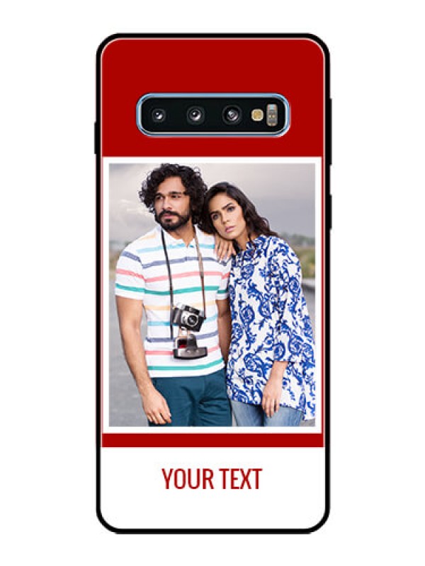Custom Galaxy S10 Personalized Glass Phone Case  - Simple Red Color Design