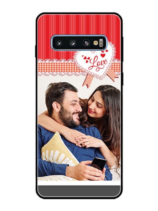 Custom Galaxy S10 Custom Glass Mobile Case  - Red Love Pattern Design
