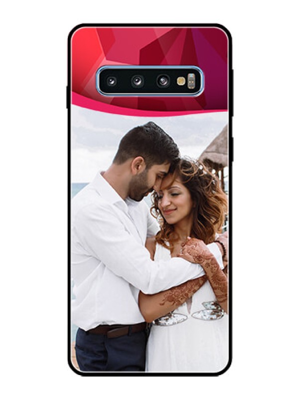 Custom Galaxy S10 Custom Glass Mobile Case  - Red Abstract Design