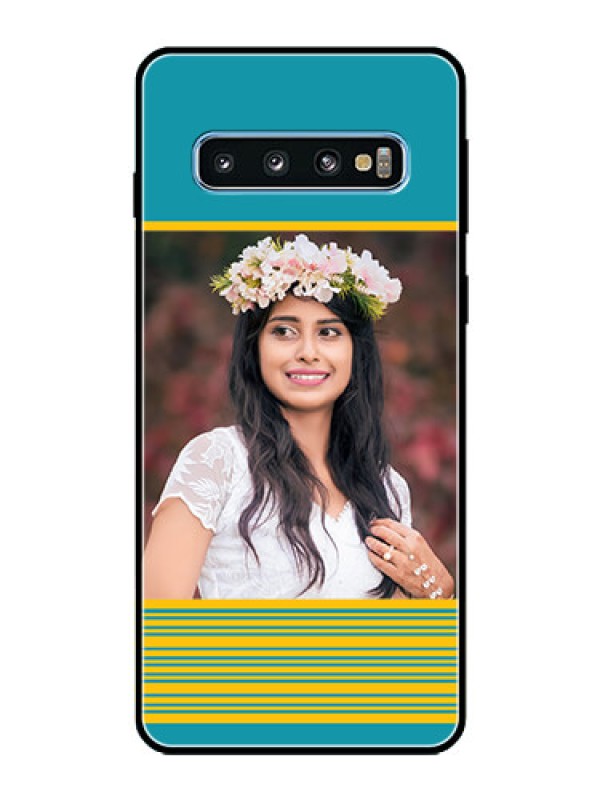 Custom Galaxy S10 Custom Glass Phone Case  - Yellow & Blue Design 