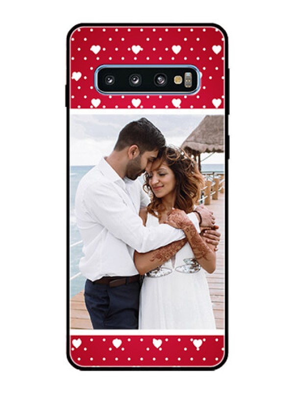 Custom Galaxy S10 Photo Printing on Glass Case  - Hearts Mobile Case Design