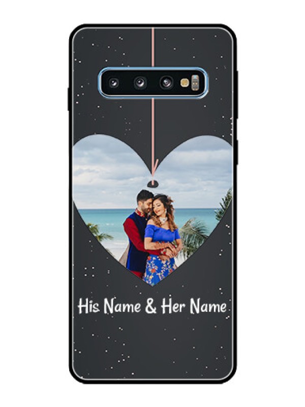 Custom Galaxy S10 Custom Glass Phone Case  - Hanging Heart Design