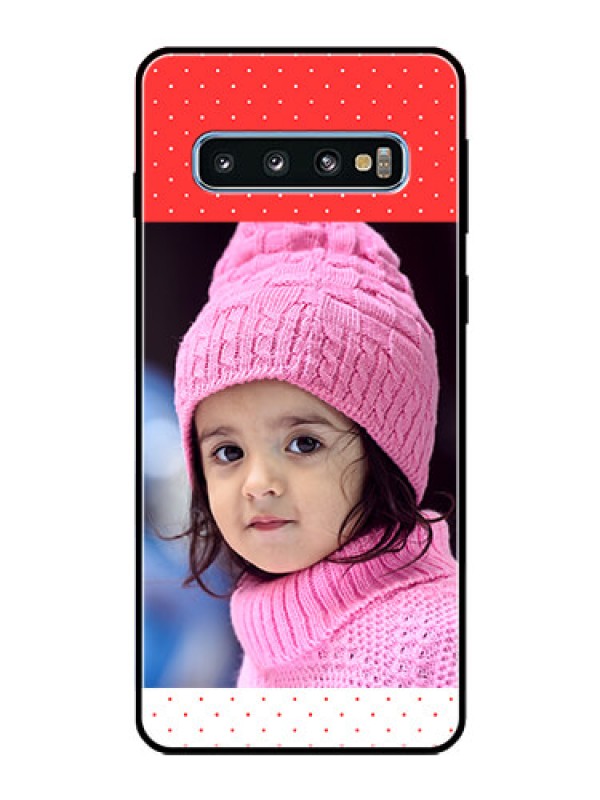 Custom Galaxy S10 Photo Printing on Glass Case  - Red Pattern Design