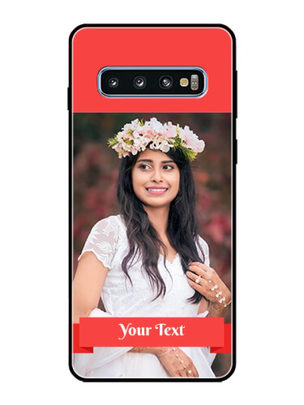 Custom Galaxy S10 Custom Glass Phone Case  - Simple Red Color Design