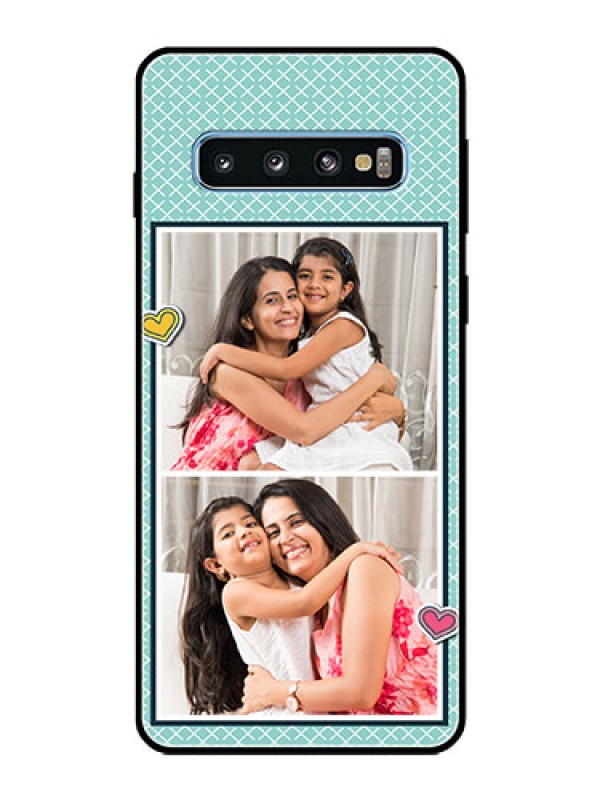 Custom Galaxy S10 Custom Glass Phone Case  - 2 Image Holder with Pattern Design