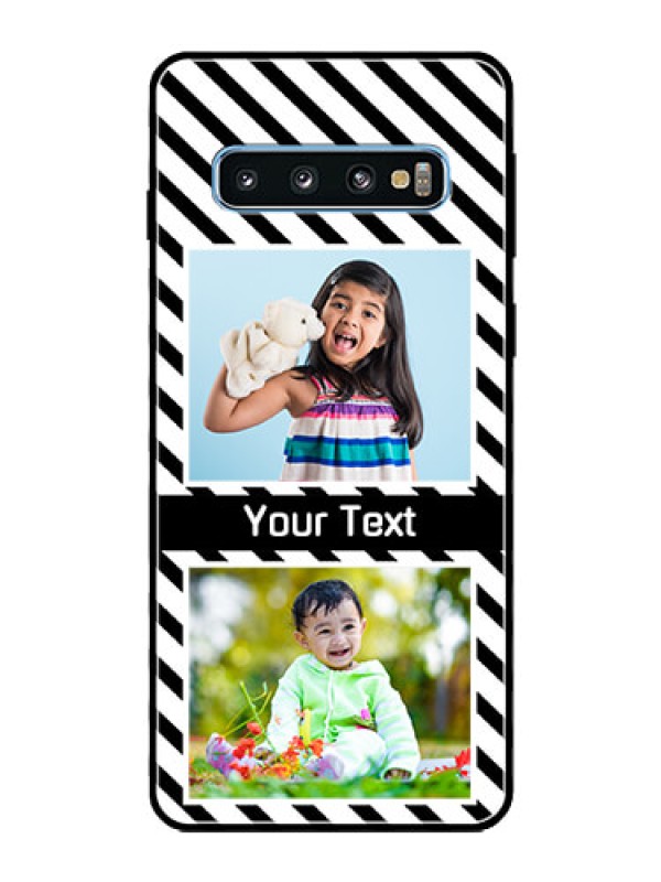 Custom Galaxy S10 Photo Printing on Glass Case  - Black And White Stripes Design