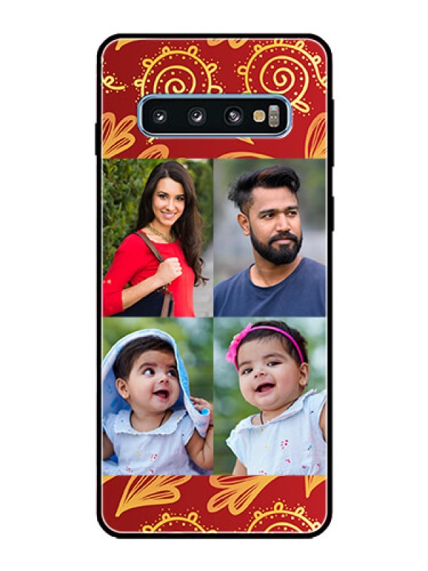 Custom Galaxy S10 Photo Printing on Glass Case  - 4 Image Traditional Design