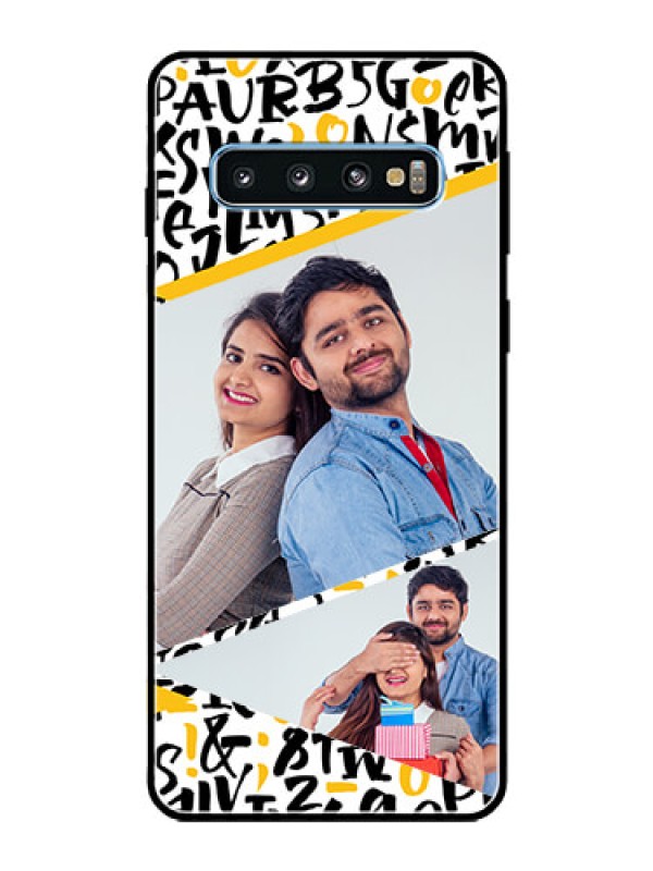 Custom Galaxy S10 Custom Glass Mobile Case  - Letters Pattern Design