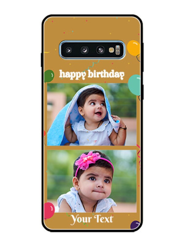 Custom Galaxy S10 Personalized Glass Phone Case  - Image Holder with Birthday Celebrations Design
