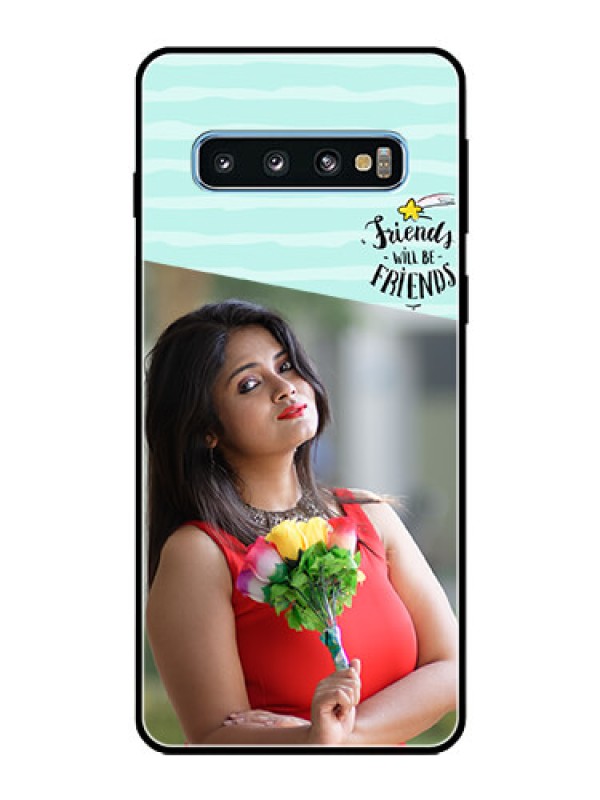 Custom Galaxy S10 Custom Glass Phone Case  - Friends Picture Icon Design