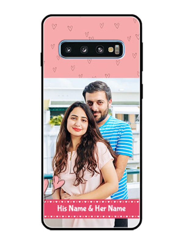 Custom Galaxy S10 Personalized Glass Phone Case  - Love Design Peach Color