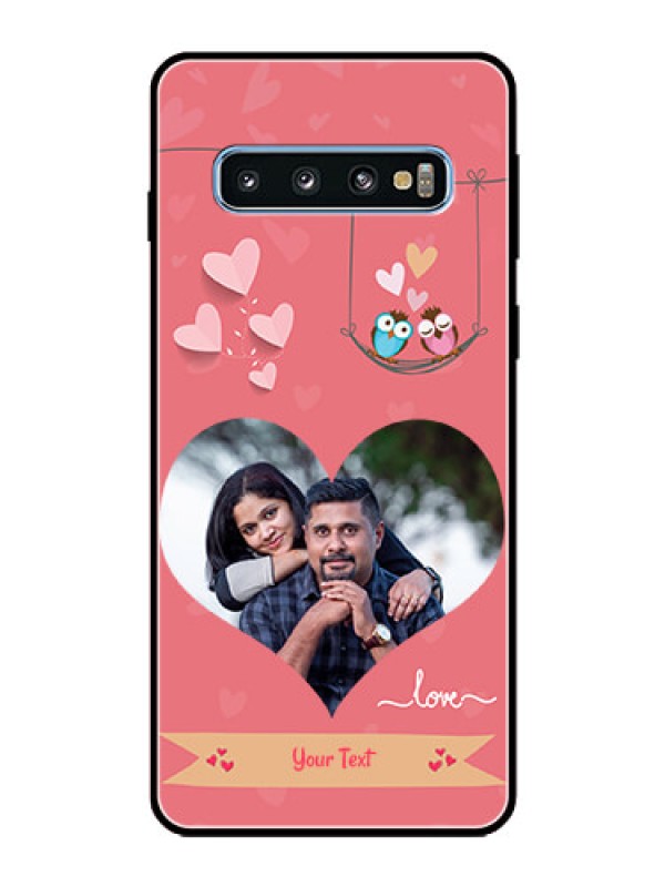 Custom Galaxy S10 Personalized Glass Phone Case  - Peach Color Love Design 
