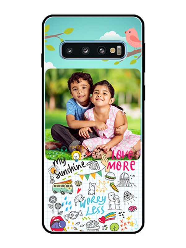 Custom Galaxy S10 Photo Printing on Glass Case  - Doodle love Design