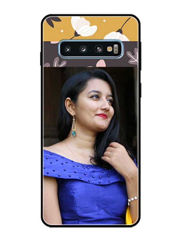 Custom Galaxy S10 Custom Glass Phone Case  - Stylish Floral Design