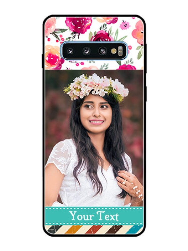 Custom Galaxy S10 Custom Glass Phone Case  - Watercolor Floral Design