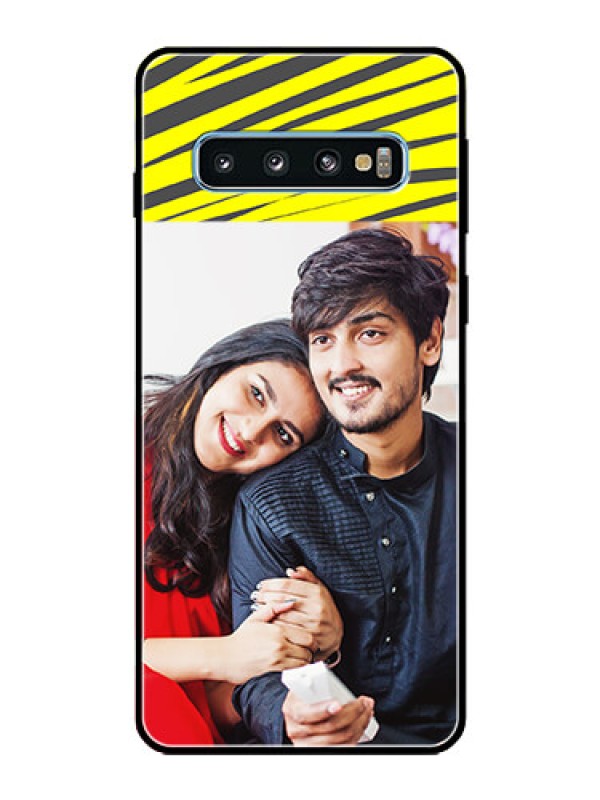 Custom Galaxy S10 Photo Printing on Glass Case  - Yellow Abstract Design