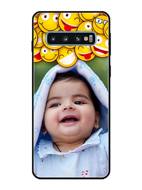 Custom Galaxy S10 Custom Glass Mobile Case  - with Smiley Emoji Design