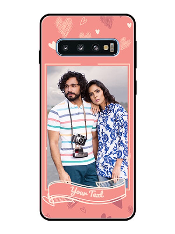 Custom Galaxy S10 Custom Glass Phone Case  - Love doodle art Design