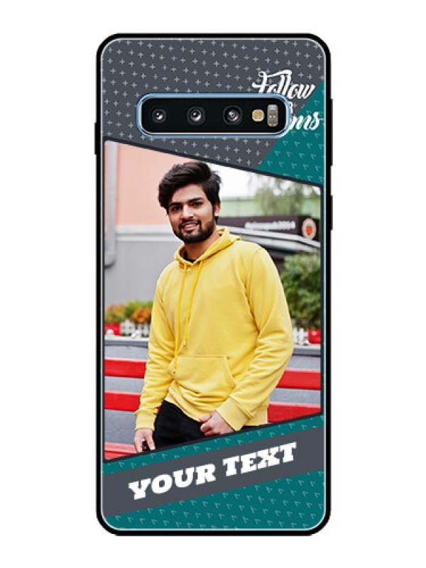 Custom Galaxy S10 Personalized Glass Phone Case  - Background Pattern Design with Quote