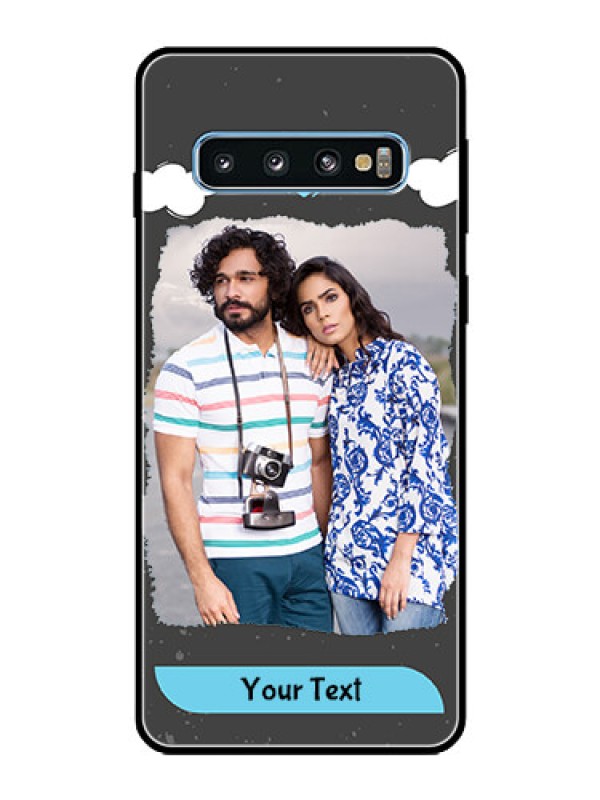 Custom Galaxy S10 Custom Glass Phone Case  - Splashes with love doodles Design