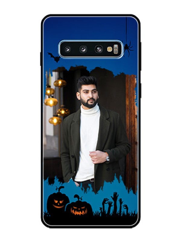 Custom Galaxy S10 Photo Printing on Glass Case  - with pro Halloween design 